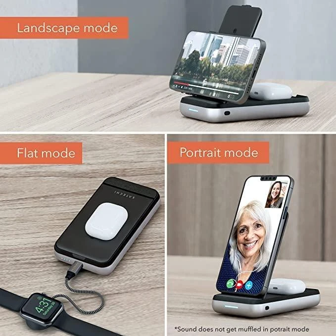 Satechi Duo belaidžio įkroviklio maitinimo stovas belaidžio įkrovimo stovas / atsarginis maitinimo šaltinis