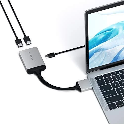 USB adapteris Satechi USB-C Dual - HDMI x2 Sidabrinis (ST-TCDHAS)
