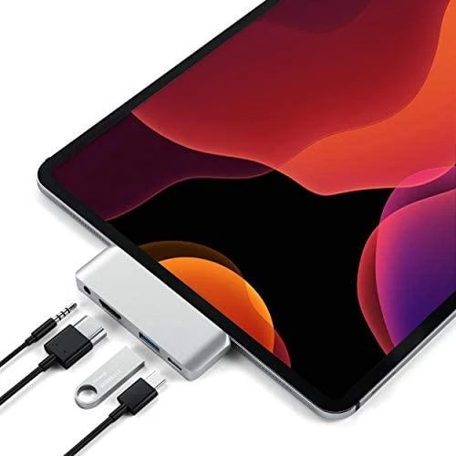 Satechi Aliuminio Mobile Pro Hub USB-C (USB-C 60W, 4K HDMI, USB-A 3.0, jack port) (sidabrinė)