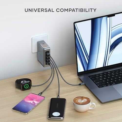 SATECHI 145W USB-C 4 prievadų GaN kelioninis įkroviklis