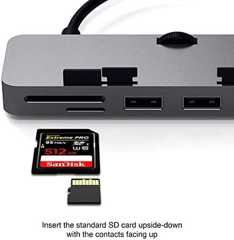 HUB USB Satechi Clamp Hub Pro 1x SD 1x USB-C 1x Micro SD + 3x USB-A 3.0 (ST-TCIMHM)