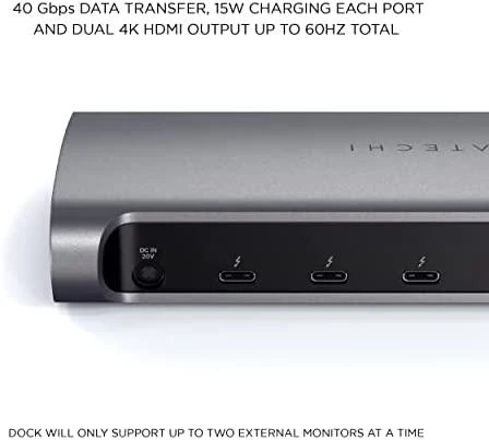 Satechi Thunderbolt 4 Dock jungčių skydelis iš arti