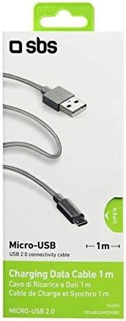Kabelis USB-microUSB SBS 1 m w otulinie Sidabrinė