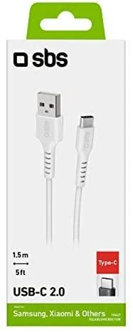 SBS TECABLEMICROC15W USB-A – USB-C kabelis 1.5m – baltos spalvos
