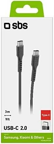 SBS TECABLETCC3M USB-C – USB-C 3m kabelis – juodos spalvos