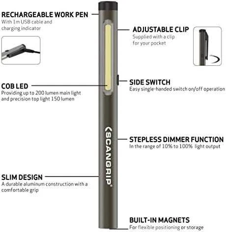 Žibintuvėlis Scangrip WORK PEN 200 R, 200lm, įkraunamas, IP30