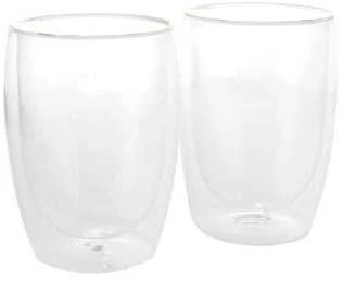 Dvi permatomos dvigubos sienelės stiklinės 300 ml