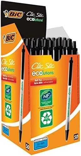 Bic Tušinukas Eco Clicstic 1.0 mm, juodas, pakuotėje 50 vnt. 175884