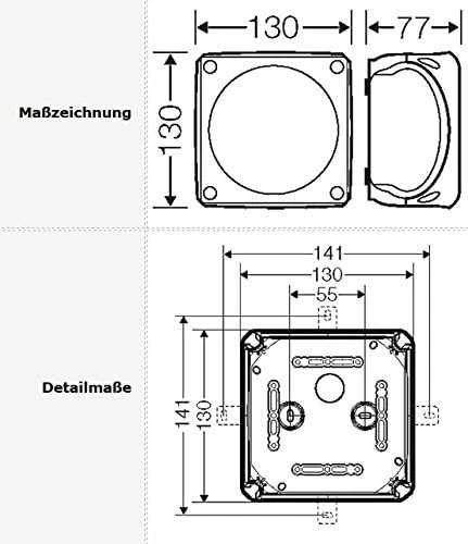 Hensel Jungiamoji dėžutė 130 x 130 x 77 be gnybtų IP66 pilka DK 0600 GZ (62000153)
