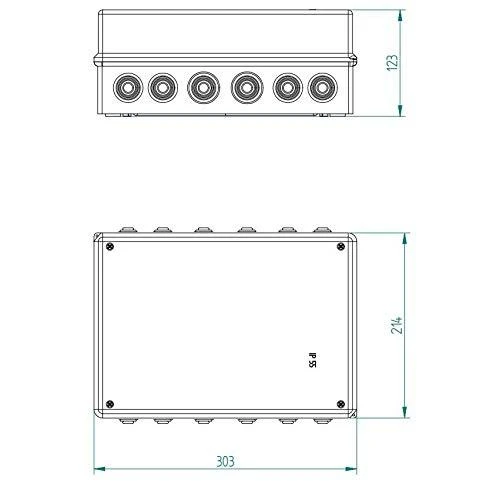 ATSIŠAKOJIMO DĖŽUTĖ SU RIEBOKŠLIAIS LUX-303X214/EPN IP55 Elektro-Plast