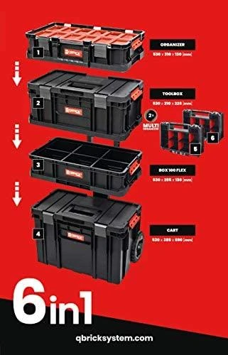 Q-Brick Mobili įrankių dėžė ant ratukų System Cart Two 6in1