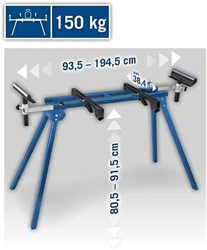 Scheppach UMF1550 stalas su techninių parametrų schema