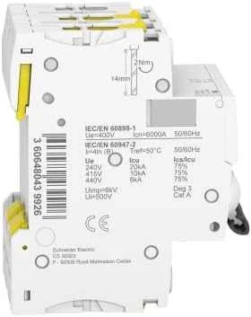 Schneider Electric miniatiūrinis grandinės pertraukiklis 3P B 16A 6kA AC iC60N - A9F03316