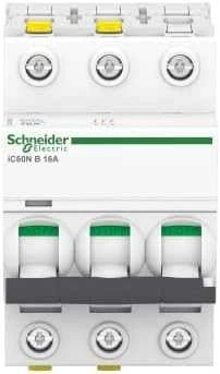 Schneider Electric miniatiūrinis grandinės pertraukiklis 3P B 16A 6kA AC iC60N - A9F03316