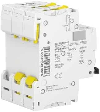 Schneider Electric miniatiūrinis grandinės pertraukiklis 3P B 16A 6kA AC iC60N - A9F03316
