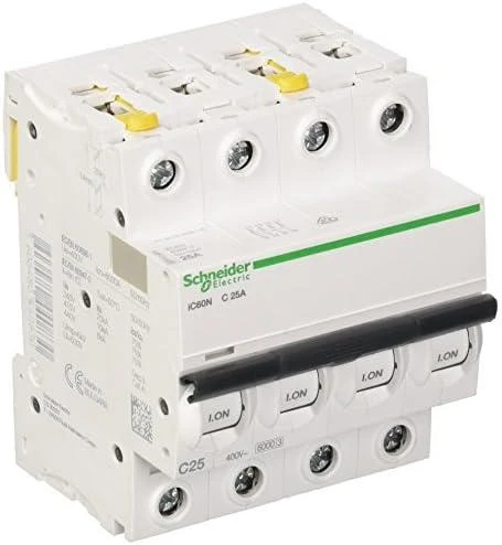 Schneider Electric grandinės pertraukiklis iC60N 4P 25A charakteristika C (A9F04425)