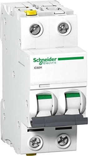 Schneider Electric grandinės pertraukiklis iC60H 2P 10A charakteristika C (A9F07210)