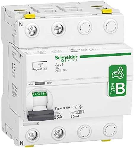 Schneider Liekamosios srovės grandinės pertraukiklis Acti9 2P 25A 0,03A tipas B-EV iID-25-2-30-B-EV 25A A9Z51225