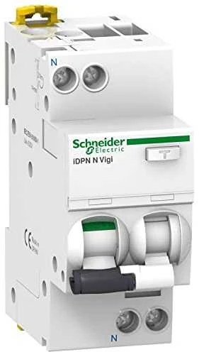 Schneider Electric Schneider Liekamosios srovės grandinės pertraukiklis su viršsrovės elementu 20A 30mA tipo AC 1 polius +N - A9D31620