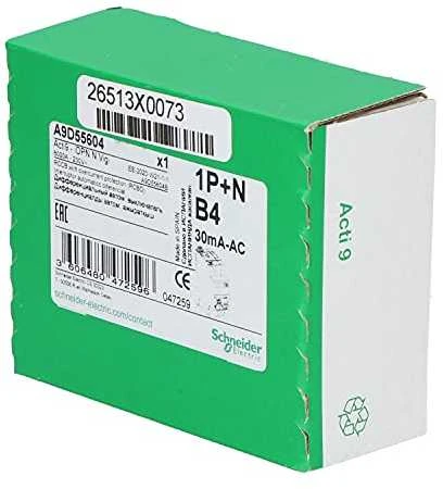 Schneider Electric Schneider Diferencijuotas srovės perjungiklis su perjungikliu 4A 30mA tipo AC 1- field + N - A9D55604