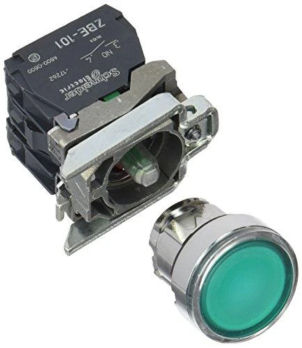 Schneider Electric XB4 su žaliu mygtuku