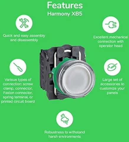 Schneider Electric 22mm baltas valdymo mygtukas su grįžtamam žibintu 1Z 1R (XB5AW31B5)
