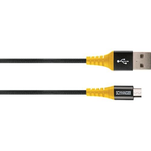 Kabelis USB Schwaiger USB-A - microUSB 1.2 m Juodai-geltona (WKUM10511)