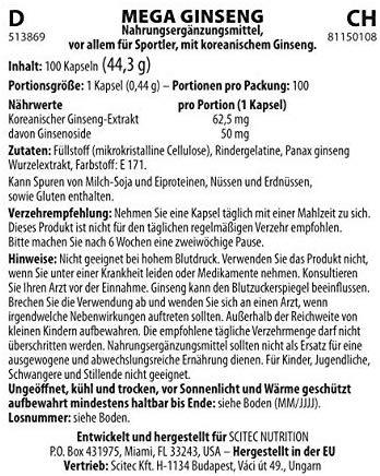 Senti Scitec Mega Ginseng 100 Kapsulių