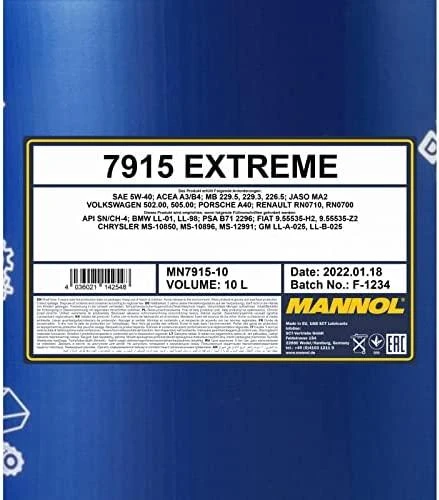 Mannol Alyva Extreme 5W/40 sintetinė varikliams 10 L