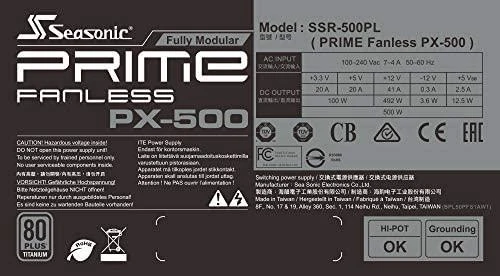 500 W Seasonic PRIME be ventiliatoriaus PX-500 500 W kabelių valdymo sistema
