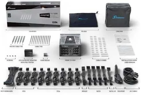 „Seasonic Prime TX-1300“, 80 PLUS Titanium maitinimo blokas, modulinis, ATX 3.1, PCIe 5.1 × 1300 vatų