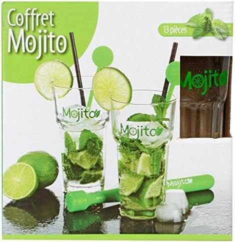 Secret De Gourmet Mojito rinkinys 13 vnt kokteilių taurės 330 ml Muddler maišytuvo šiaudeliai