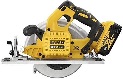 Akumuliatorinis diskinis pjūklas DeWalt DCS572P2-QW; 18 V; 2x5,0 Ah akum.