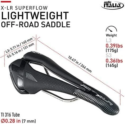 Selle Italia balnas PARDUODA ITALIA X-LR SUPERFLOW S (id atitinka - S3) TI 316 Tube 7, fiber-tek, 172g juoda (NAUJA)