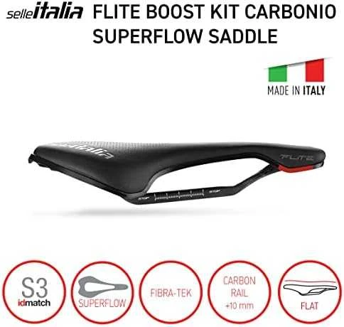 Selle Italia balnas PARDUODAMAS ITALIA FLITE BOOST SUPERFLOW KIT CARBONIO S (id atitinka - S3) anglis + 10mm 7x9, fiber-tek, juoda (NAUJA)