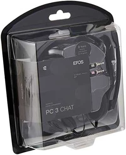 Itin lengvos kompiuterinės ausinės Sennheiser PC 3 CHAT, su mikrofonu, 2x 3.5mm, Juodos