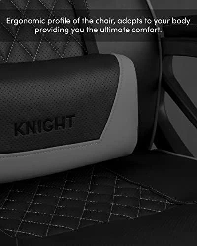 Žaidimų kėdė SENSE7 Knight, Pilka (odinė)