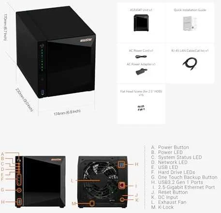 Serveris Asustor Asus Drivestor 4 Pro Gen2 | AS3304T V2 | Realtek | RTD1619B | Procesoriaus dažnis 1,7 GHz | 2 GB | DDR4 | Juodas