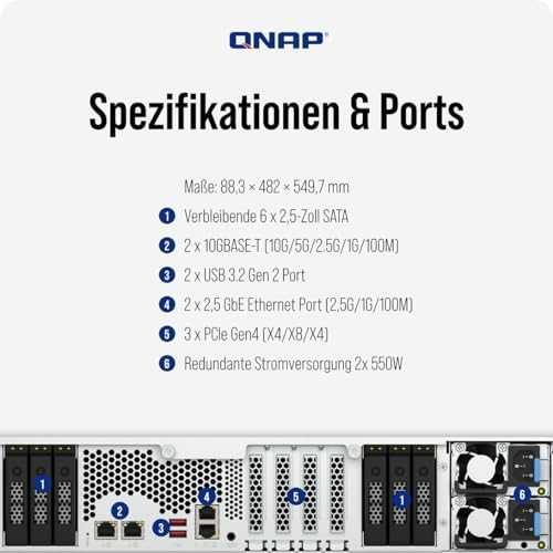 Serveris Qnap TS-h3077AFU-R5-32G, 2U, 30 x 2,5" SATA, AMD Ryzen Pro 7645 6/12, 32 GB UDIMM DDR5 ne ECC (maks. 128 GB), 2 x 2,5 GbSU + 2 b5WE, 10