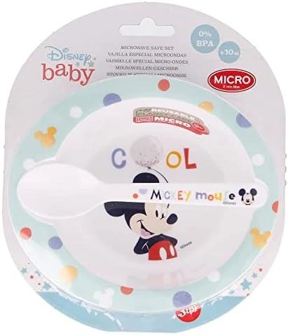 Mickey Mouse Mikis Peliukas - Mikrobangų krosnelės rinkinys (dubuo su šaukštu) (Šaunu)