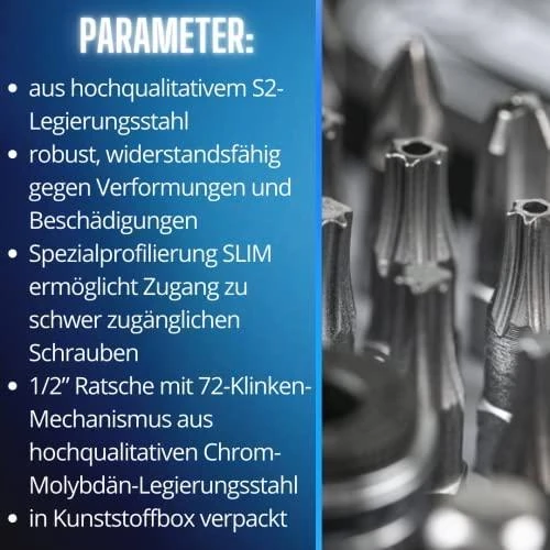 GTV Sukimo antgalių komplektas Hogert HT1R460; 1/4''; 33 vnt.
