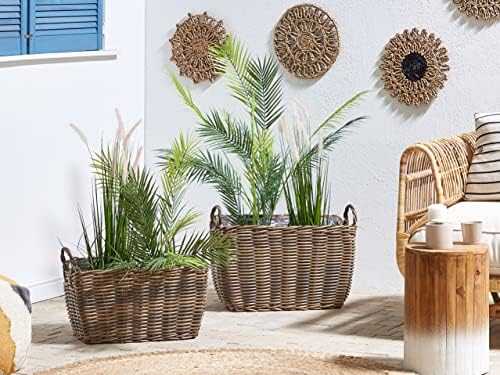 Beliani 2 gėlių krepšelių rinkinys ORMOS 53/59 cm Rudas technoratanas