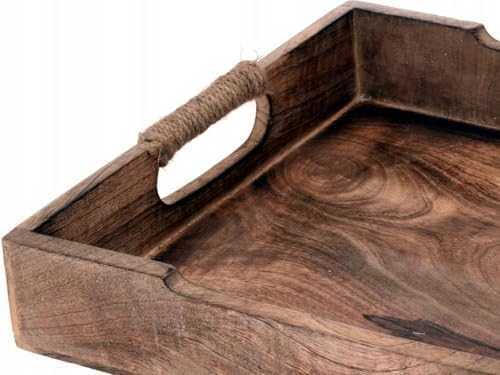 Excellent Houseware Easy 3 mango padėklų rinkinys, kaimiško stiliaus, nešiojimo rankenos, lengvas sandėliavimas, patvari medžiaga, ruda spalva