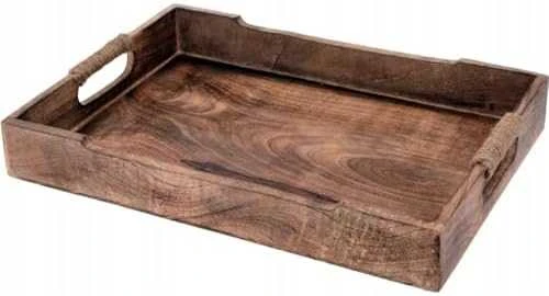 Excellent Houseware Easy 3 mango padėklų rinkinys, kaimiško stiliaus, nešiojimo rankenos, lengvas sandėliavimas, patvari medžiaga, ruda spalva