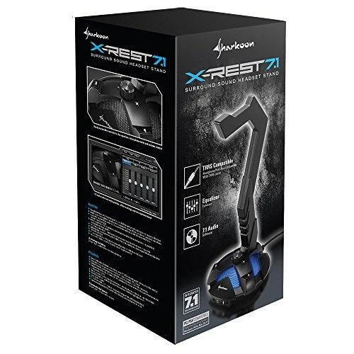Ausinių stovas Sharkoon X-Rest 7.1, USB garso plokštė, LED, Juodas