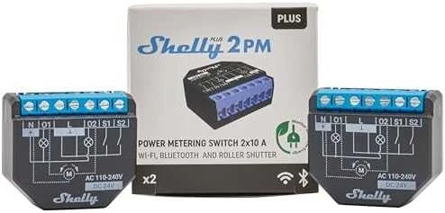 Shelly Plus 2PM 2x - 2 kanalų relė žaliuzių ir variklio valdymas su energijos matavimu Wifi Bluetooth