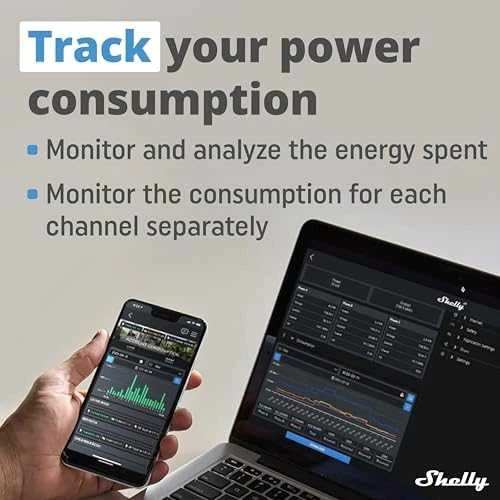 Shelly Plus 2PM 2x - 2 kanalų relė žaliuzių ir variklio valdymas su energijos matavimu Wifi Bluetooth