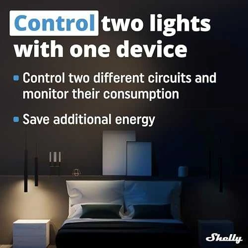 Shelly Plus 2PM 2x - 2 kanalų relė žaliuzių ir variklio valdymas su energijos matavimu Wifi Bluetooth