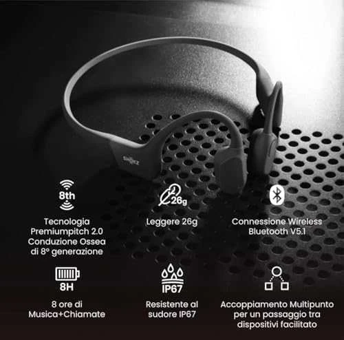Ausinės Shokz Open Run, USB-C jungtis, Juodos spalvos