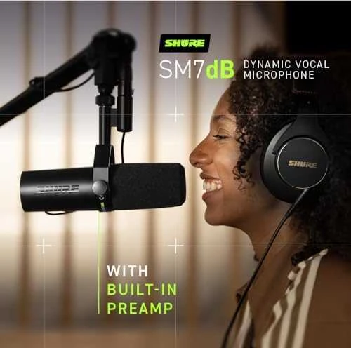 Shure | Dinaminis vokalinis mikrofonas su įmontuotu pirminiu stiprintuvu | SM7DB | Juodas